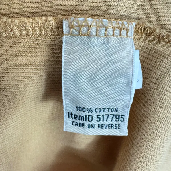 LL‎ Bean Womens XL Waffle Knit Henley Top Mustard Tan Cotton Thermal 517795 - Image 6