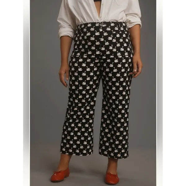 Anthropologie Maeve Colette High Rise Wide Leg Crop Pants in Magic Fabric - Image 6