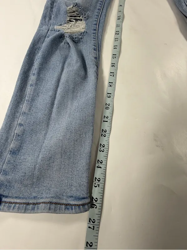 Levis‎ Wedgie Straight Leg Jeans Size 24 Light Wash Distressed High Rise Denim - Image 7