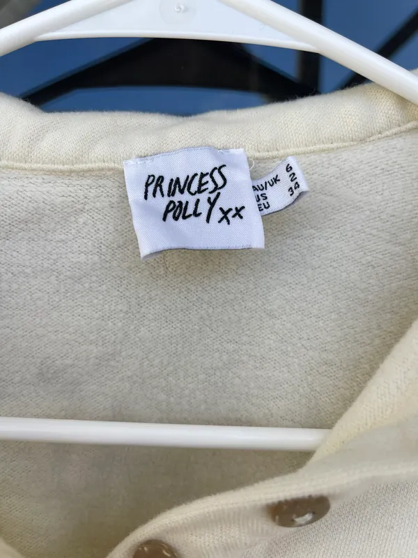 Princess Polly Cream Cropped Sweatshirt - Image 3