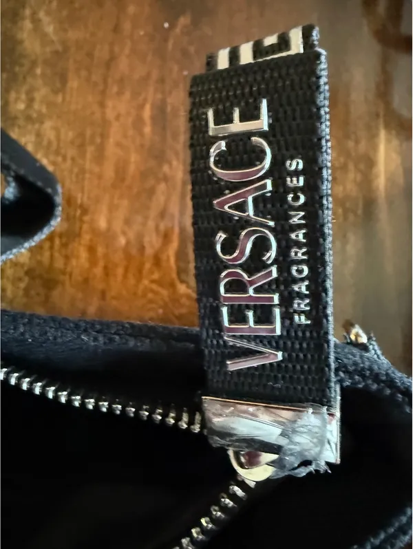 Versace Fragrances Black Tote Bag with Greek Key Pattern - Image 6