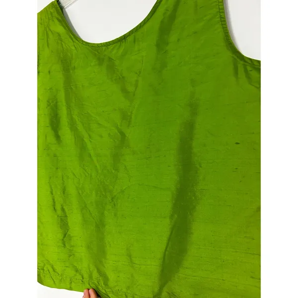 Stephanie Specs Womens 100% Silk Tank Top Lime Green Scoop Neck Shell Large NWT - Image 8