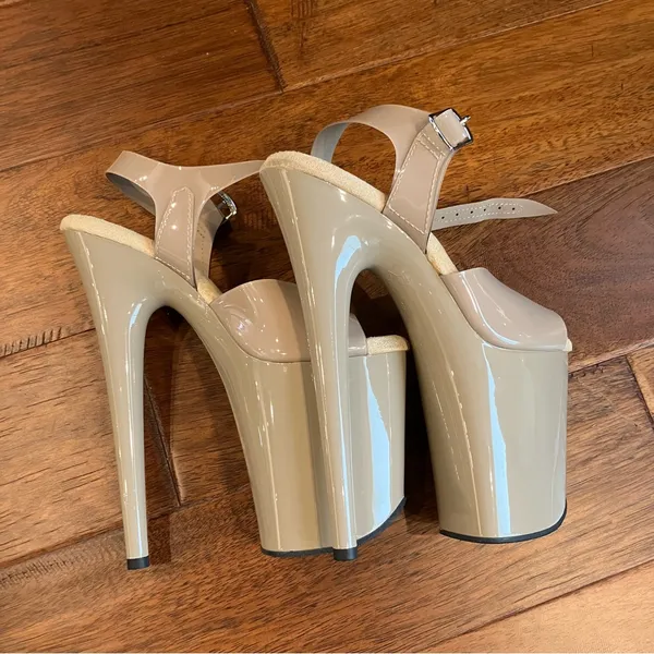 Pleaser Flamingo-808N Jelly 8 Inch heels in nude - Image 9