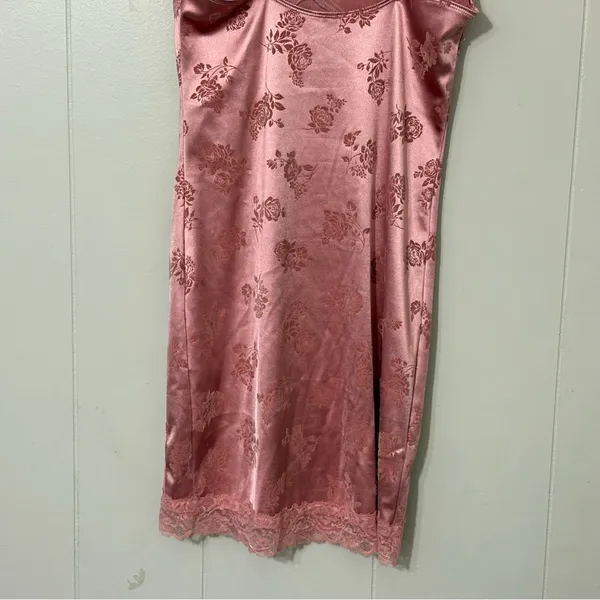 Motel Rocks Coti Satin Lace Slip Dress Pink Floral Bodycon Y2K Coquette Womens M - Image 13