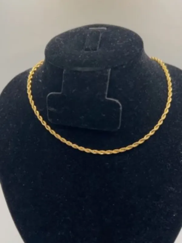 Womens Dainty Rope Chain 3mm 16 Inch Real Gold Delicate Plated Everyday New - Image 2