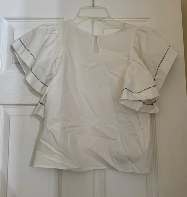 Zara White Ruffle Sleeve Blouse - Image 2