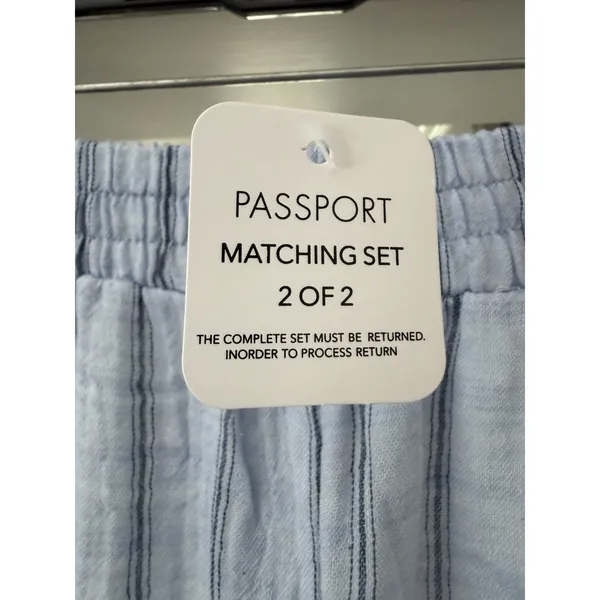 Passport Pajama Set 100% Cotton Gauze Womens Large Blue Long Sleeve Pants #O3-3 - Image 4