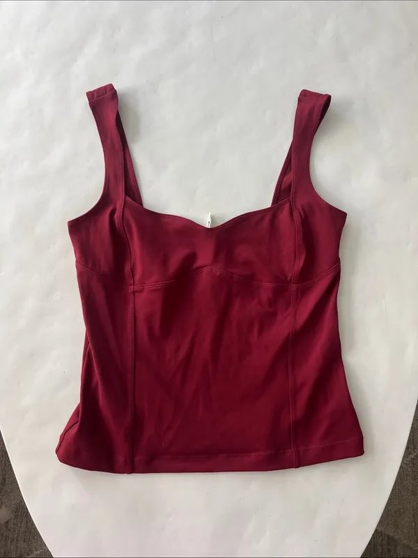 Free People Somewhere Sometime Corset Style Sleeveless Top Deep Red M - Image 4