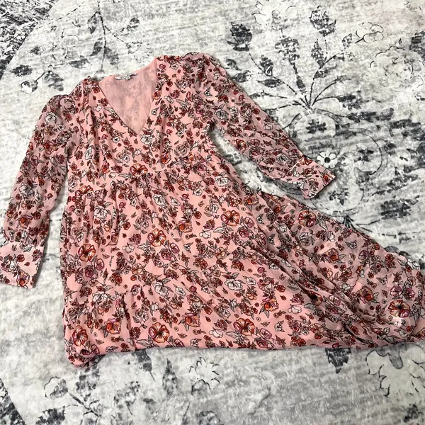 Parker & Rowe Pink Floral Midi Dress Sz S - Image 2