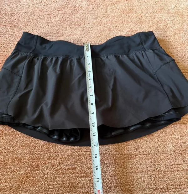 Lululemon Black Mini Athletic Skort Built-In Shorts Side Pockets Estimated L - Image 3