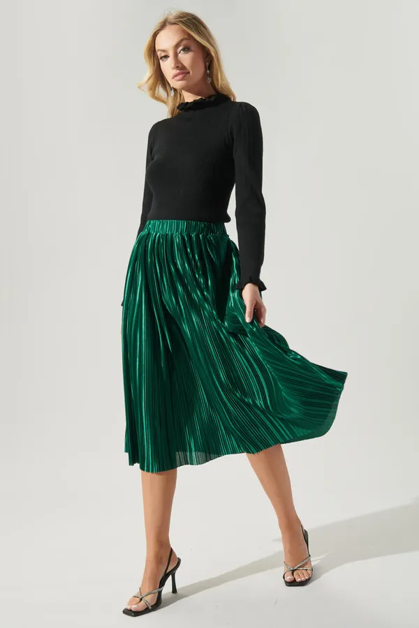 Sugarlips All That Glimmers Pleated Midi Skirt - Image 2