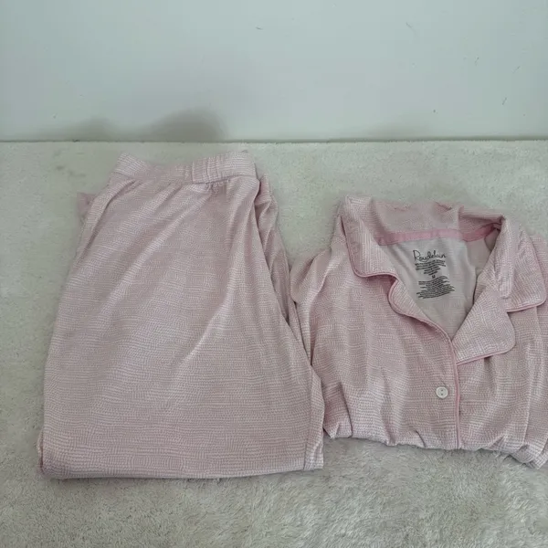 Roudelain Women's Notched-Collar Cropped Pajama Set size M - Image 2