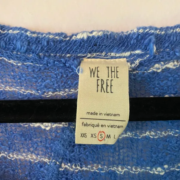 We The Free Blue White Stripe Oversized Sheer Loungewear Long Sleeve size Small - Image 2