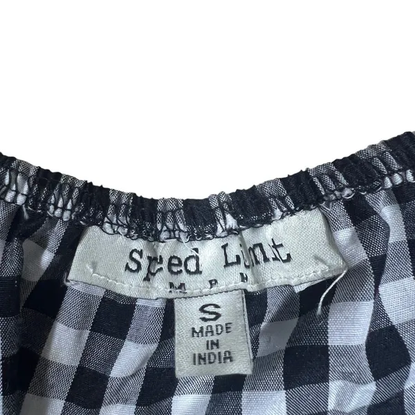 Speed Limit Gingham Checked Tiered Mini Dress Black Cottagecore Smocked Size S - Image 6