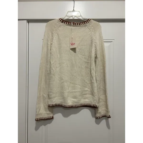 NWT Women’s Size Small Cream 'Blessed' Knit Crewneck Sweater Fall Thanksgiving - Image 3
