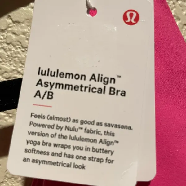 NWT Lululemon Align Asymmetrical Sports Bra Sonic Pink Color Size 12 A/B - Image 9