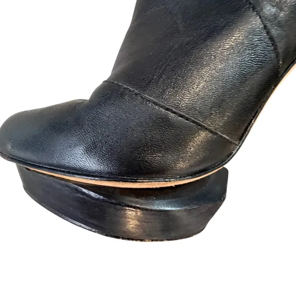 Velvet Angels OTK Leather Platform Boots High Heel Black‎ Women's EU 37 US 7 - Image 7