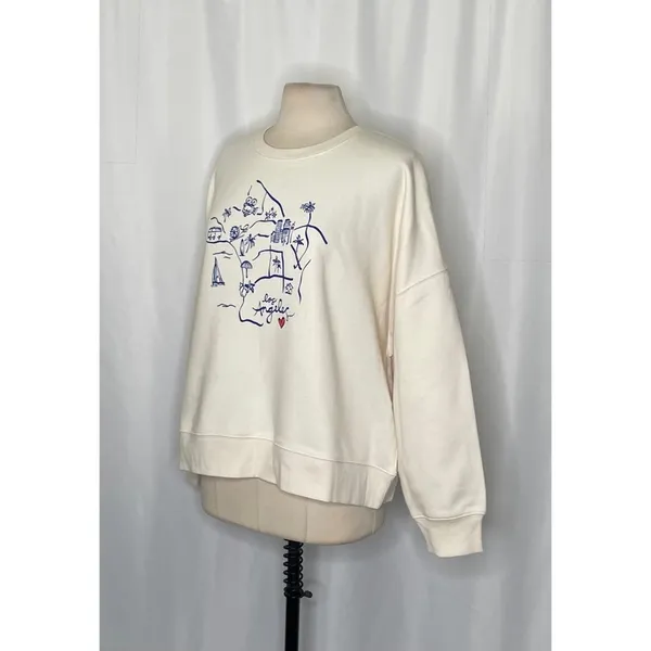 CLEOBELLA Los Angeles California Sweatshirt‎ Pullover Graphic Map Hearts L.A. XL - Image 4