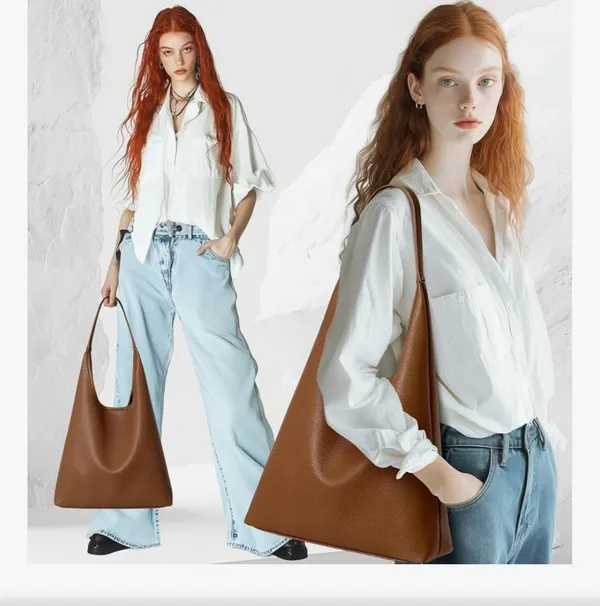 Vegan Leather Hobo Bag - Brown Larger Size New - Image 5