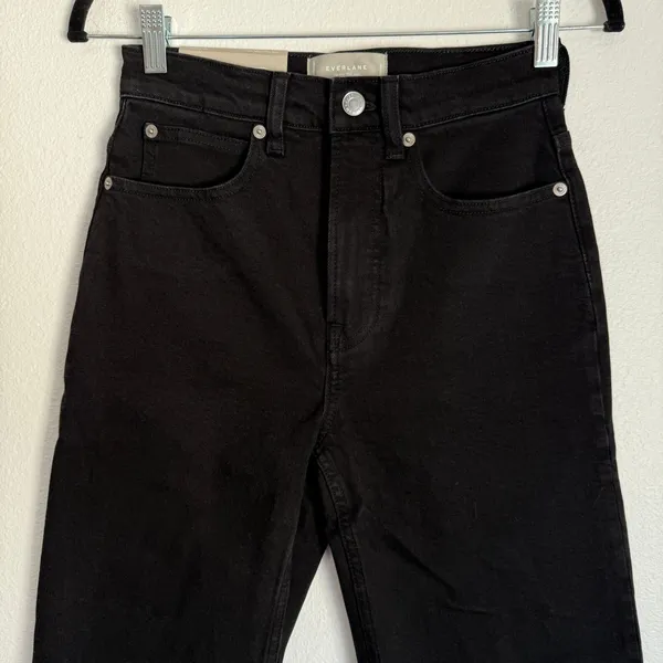 NWT Everlane Sz 24 The Way High Straight Jean‎ in Coal Black Organic Cotton - Image 5
