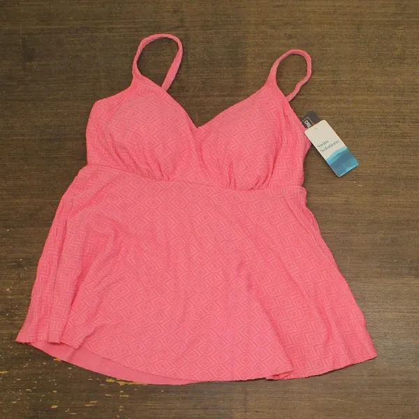NWT Swim Solutions Swim Textured Underwire Tankini Top 806766 Guava Pink 14 - Image 4