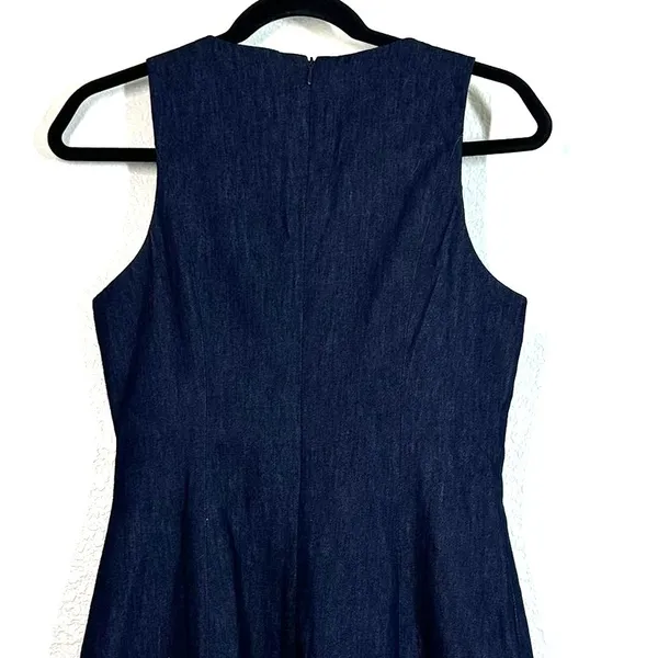 Dress S Commence NWT Keyhole Neckline Button Denim Mini Dark Wash Sleeveless - Image 7