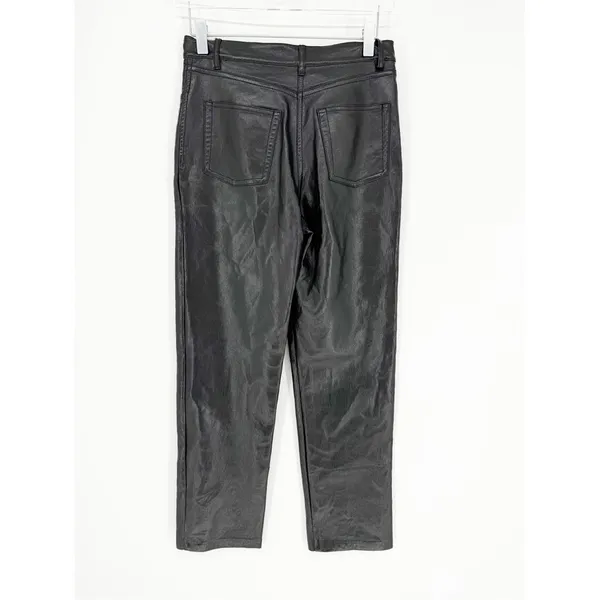 Aritzia Wilfred Melina‎ Faux Leather Straight Leg Pants Women's Size 0 Black - Image 4