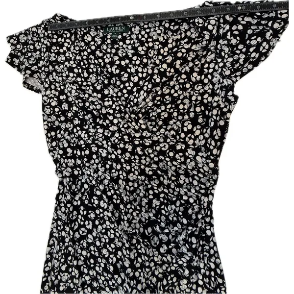 Lauren Ralph Lauren Faux Wrap Dress V-Neck Flutter Sleeve Side Ruching 8 - Image 9