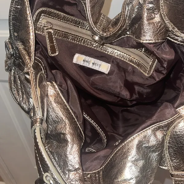 Metallic gold Nine West Women's Handbag y2k purse tote 2000s - Image 5