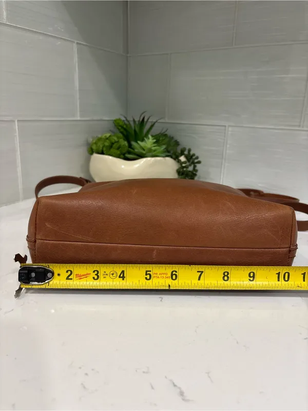 Madewell Small Zip-Top Transport Tote English Root Leather Crossbody Bag - Image 8