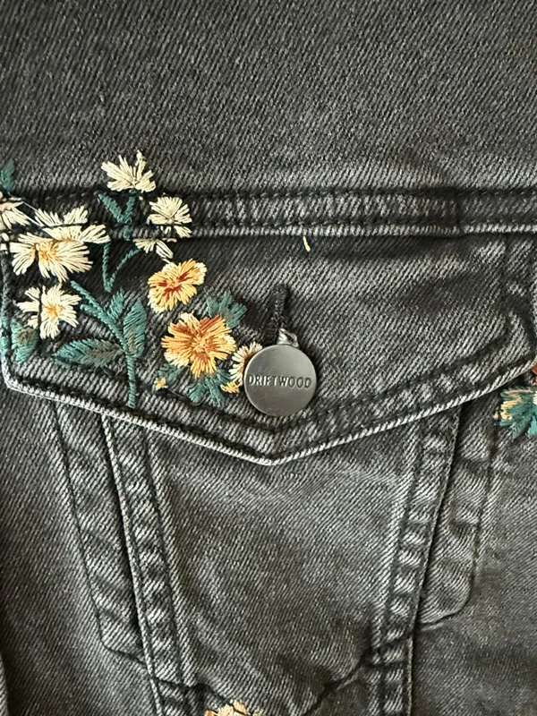 Free People Driftwood floral embroidered denim jacket - Image 7