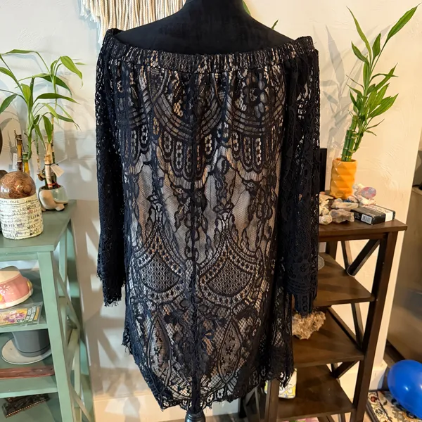 Woman’s Love Fire Off the shoulder Lace Dress Medium - Image 2