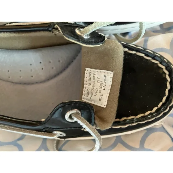 Sperry Top-Sider 5.5 M Women’s Black White Sequin Zebra Print Boat Shoes EUC - Image 3