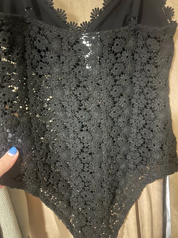H&M Lace Bodysuit Black flower Mesh - Image 4