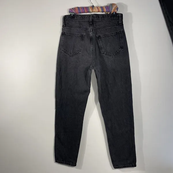 Arizona Jeans Womens Size 7 Highest Rise Mom Jeans Faded Black Denim Pockets - Image 3