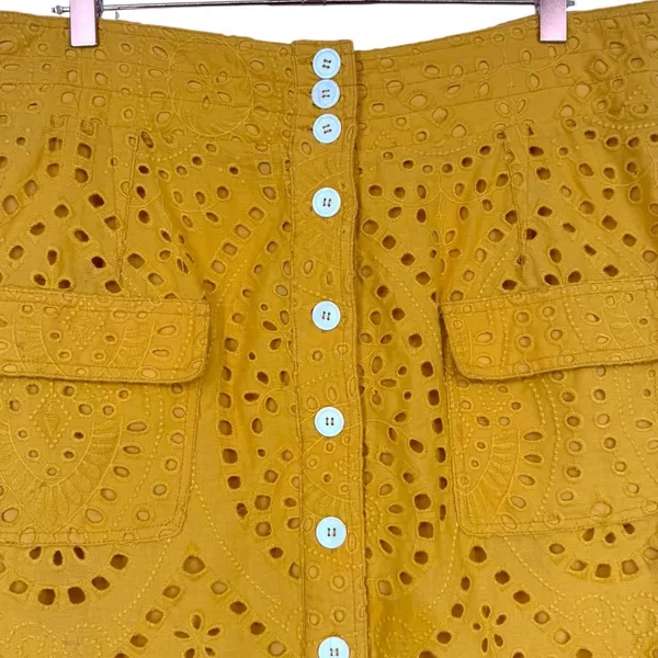 NWT Tracy Reese x Anthropologie Sunshine Eyelet Pencil Skirt Button‎ Front Sz 14 - Image 7