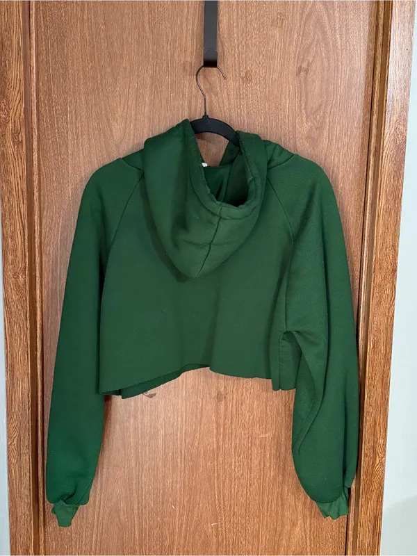 Cropped Green Hoodie - Image 2