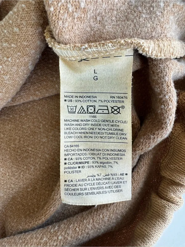 Old Navy Tan Beige Henley Drawstring Hem Sweatshirt Size Large - Image 5