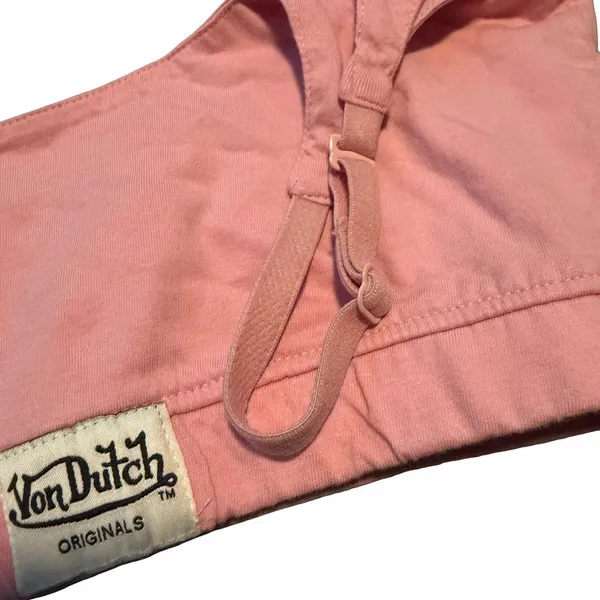 Vintage Von Dutch Womens M Pink Bralette Bra Top Y2K 2000s McBling 100% Cotton - Image 5