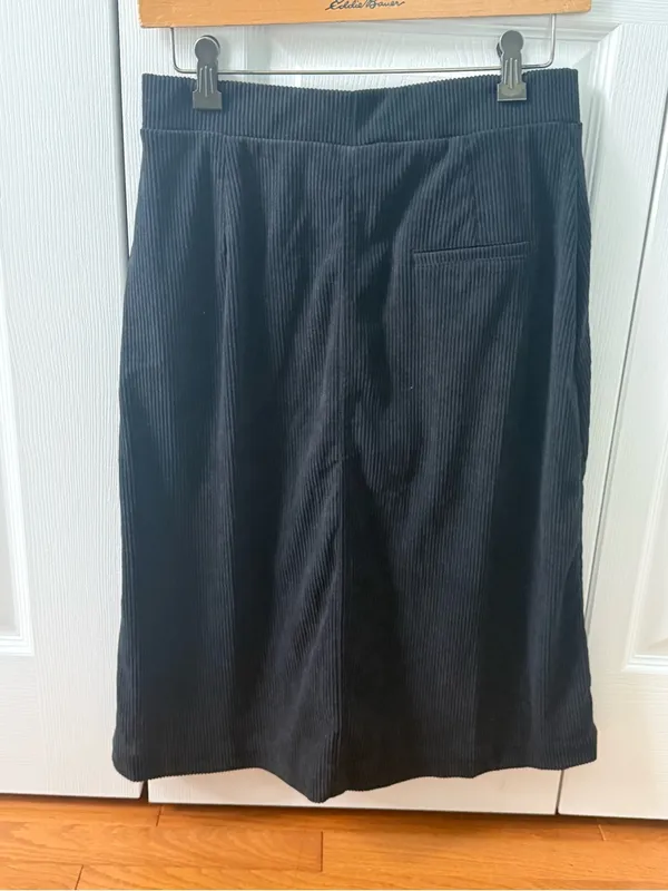 Halara Auracord Cloud Mid Rise Front Side Flap Pocket Mini Corduroy Skirt Black - Image 3