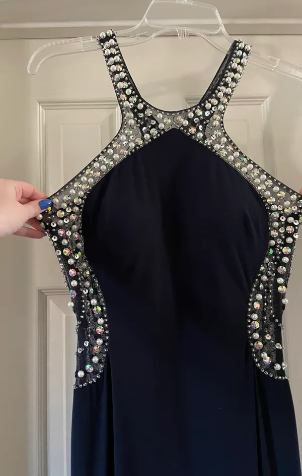 Navy Blue Beaded Gown - Image 4