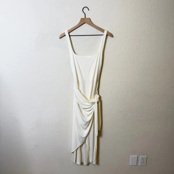 Aritzia Wilfred Saturn Wrap Dress White Sleeveless Womens Size L‎ - Image 6