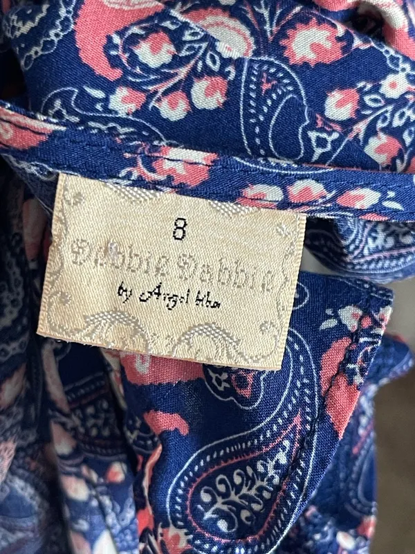 DEBBIE DABBIE | Blue & Pink Floral Print Wrap Mini Dress Sz 8 - Image 7