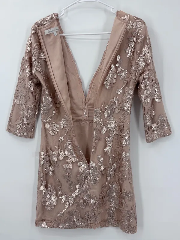 Lovers + Friends Blush Sequin Floral V-Neck Mini Dress - Image 6