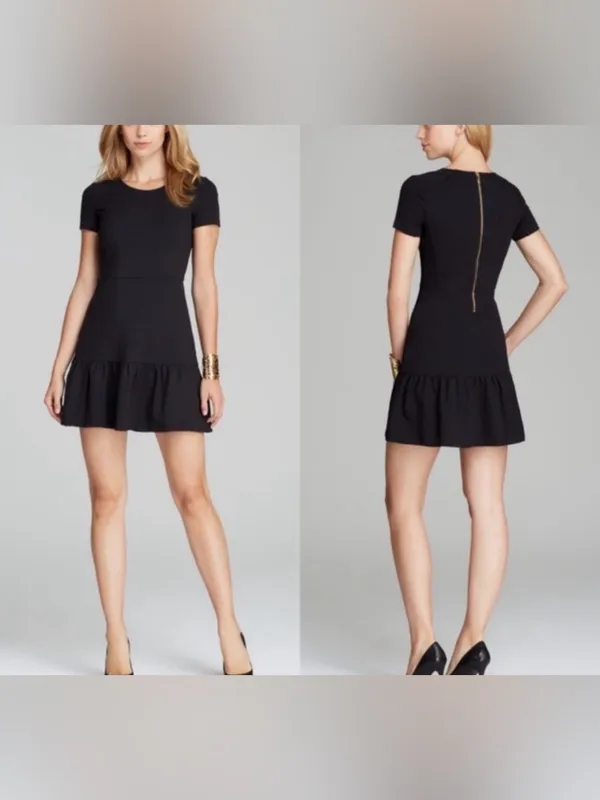 Juicy Couture Pointe Dress Mini black dress XS Vintage gold zipper in back - Image 2