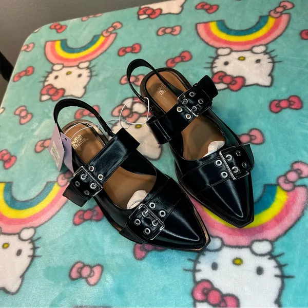Size 6.5 Peyton Double Buckle black‎ Slingback Flats by wild fable alternative - Image 2