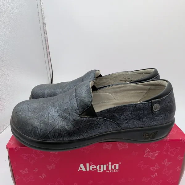 Alegria Keli Sketchy Leather Slip On Professional Shoes Grey Black Women 41 10.5 - Image 2