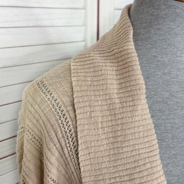 Dress Barn Vintage Open Front Cardigan Topper‎ Sweater Tan Small - Image 5