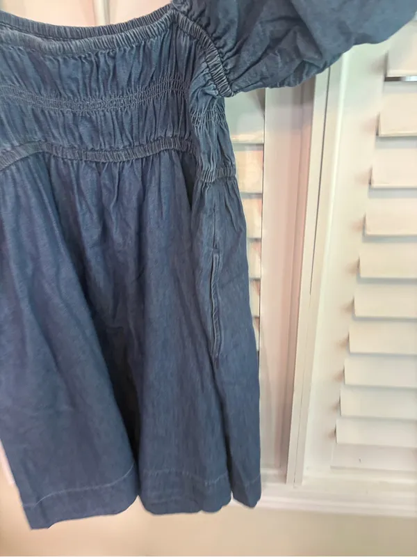 Free Assembly Puff Sleeve Denim Dress Size Large - Image 6
