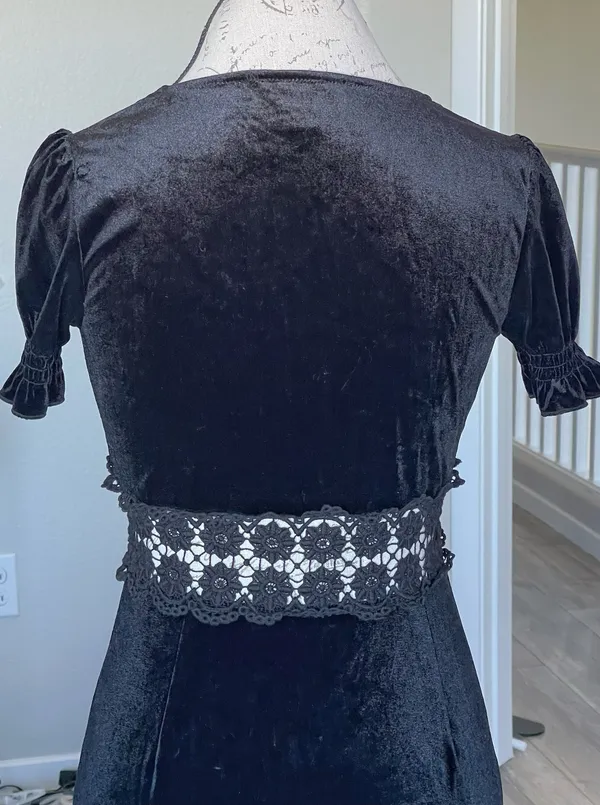 Forever 21 Dress Black Velvet Crushed Maxi Small - Image 6